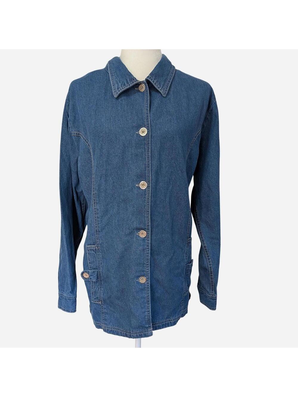 Vintage 90s Tudor Court Denim Jacket / Overshirt – Women’s Large (approx.)
